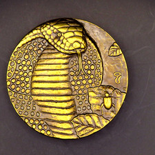 Bronzemedaille einer Kobra Hochrelief 167gramm 60mm Durchmesser