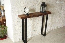 Console industrielle d'ébeniste en Noyer et métal style Live Edge - Pièce unique