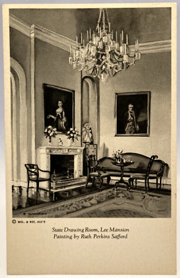 State Drawing Room Lee Mansion Painting by Ruth Perkins Safford Postcard