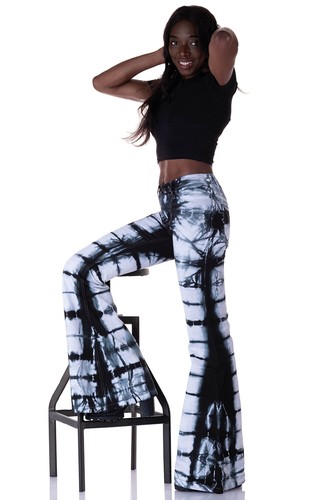 Comycom Damen Batik Schlaghose schwarz weiß - Bild 8 von 9