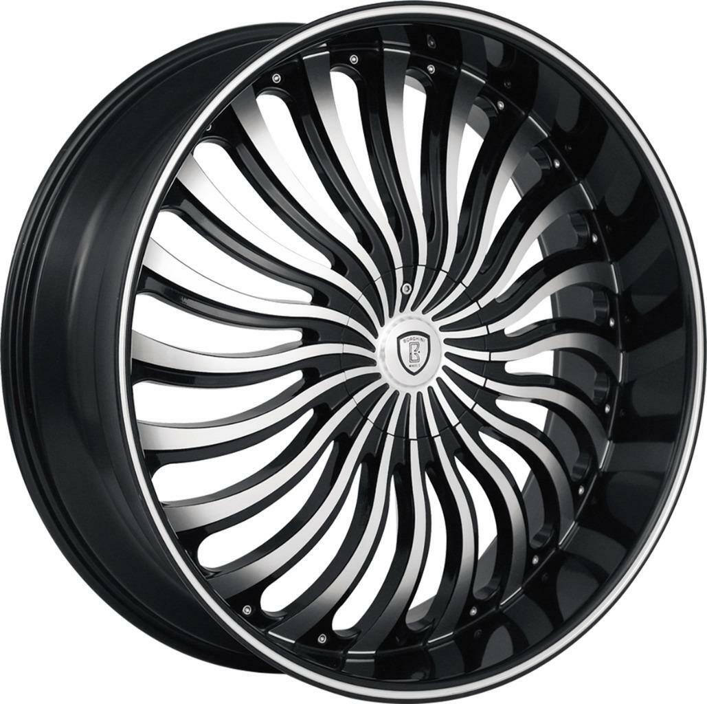 22 inch 22x8 BORGHINI B24 BLACK MACHINED wheels rims 5x4.5 5x114.3 