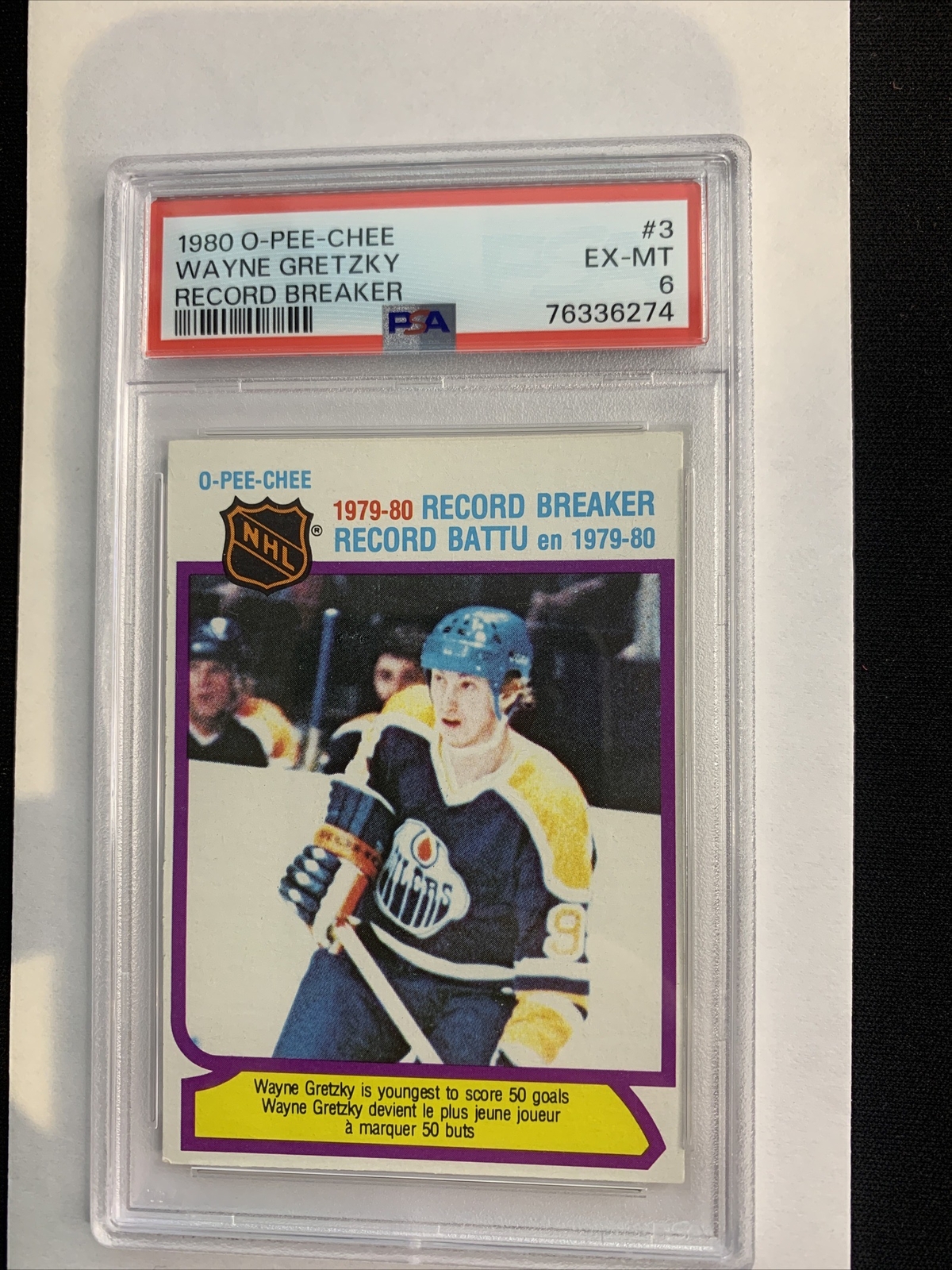 1980-81 O Pee Chee#3Wayne Gretzky Record Breaker PSA 6 Ex-Mt Rare & Tough Card