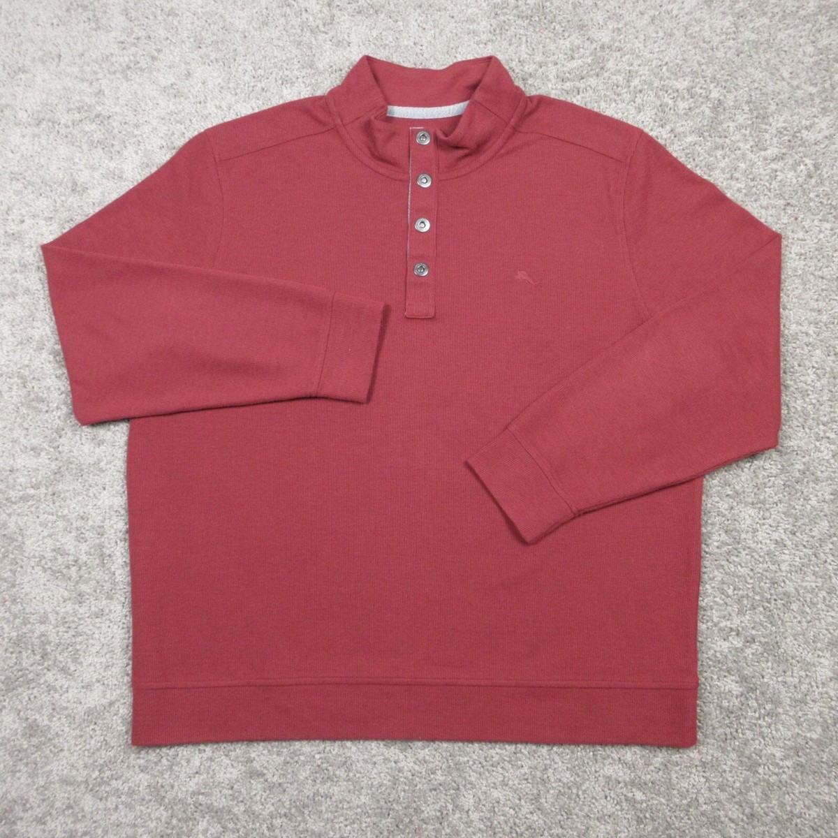 Tommy Bahama Sweater Mens XXL 2XL Red Solid Knit Marlin Logo Golf Beach  Casual