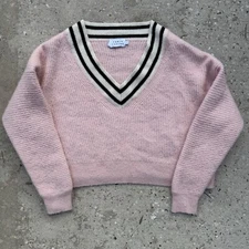 Tanya Taylor Pink Wool Long Sleeve Crew Neck Pullover Womens Sweater Size Large