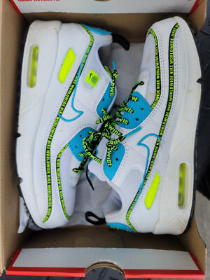 Nike Air Max 90 SE2 (GS) White/Blue Fury-Black-Volt - Sz 6.5
