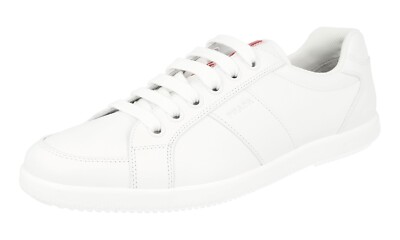 PRADA Leder Sneaker Linea Rossa 4E2845 - komplett Weiss Arzt Schuhe NEU