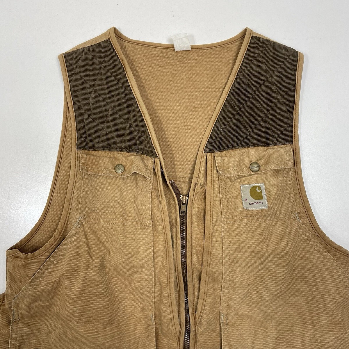 Vintage Carhartt Hunting Shooting Vest Canvas Shoulder Pads Full