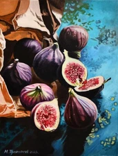 Oil painting fruit Figs Still life Hyperrealism Oil painting original Hand Made