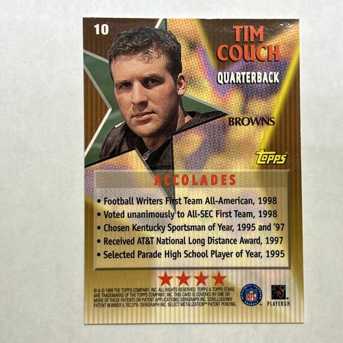 1999 Topps Stars Football Tim Couch Gold Star Rookie RC Card 10 EBay