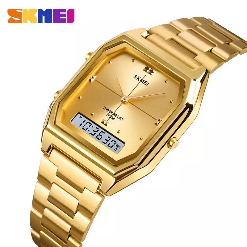 SKMEI Analogue Digital Watch Quartz 5Bar Waterproof Stainless Steel Men 1612