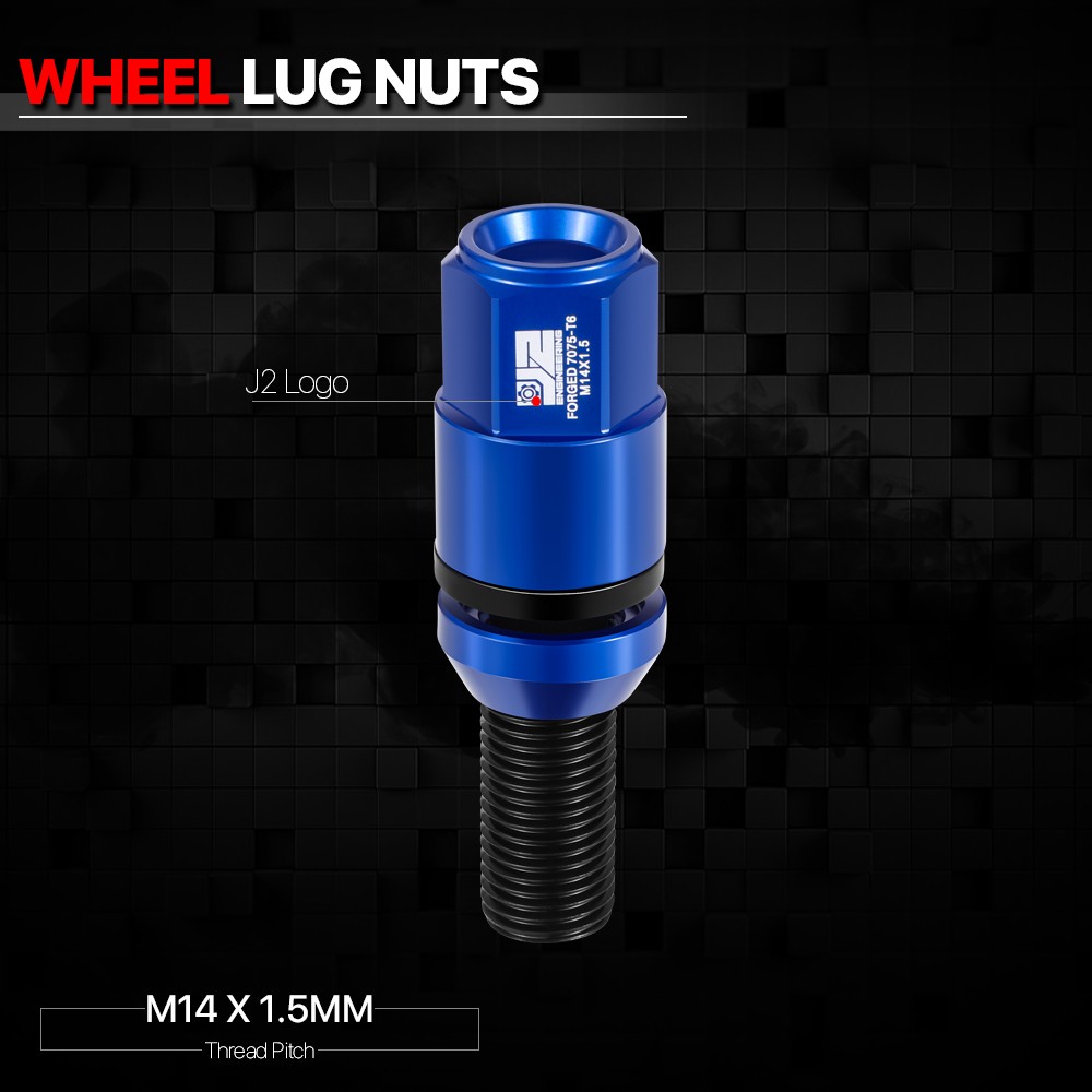 20Pcs) J2 Blue M14 x 1.5 Closed End Wheel Lug Nut Bolt for 20Pcs) J2 Blue M14 x 1.5 Closed End Wheel Lug Nut Bolt for