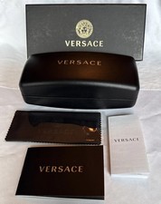 Genuine Versace Lg Sunglasses Black Faux Leather Case Box Cloth New