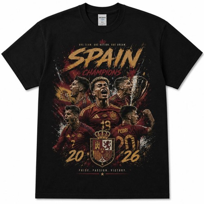 #ad HOT Spain Soccer Champions 2026 Shirt Spanish Football Player Graphic Tee $19.99