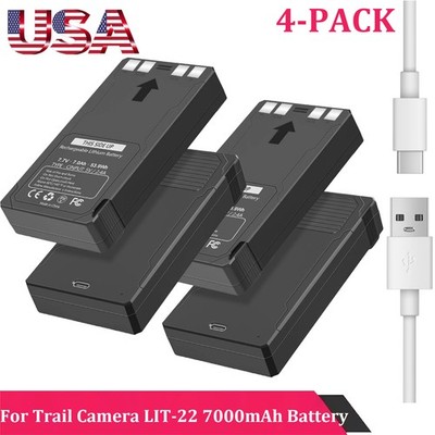 4-Pack LIT-22 7000mAh Battery for SPYPOINT Flex-M Flex-Plus Flex-S Trail Camera