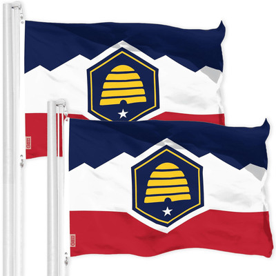 2 Pack: Utah 2023 New Version UT State Flag 3x5 Ft LiteWeave Pro Series