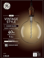 GE Vintage LED 40-Watt EQ G63 Warm White Dimmable Globe Light Bulb Large