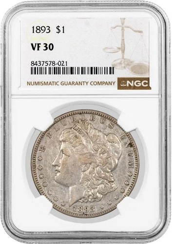 1893 $1 Morgan Silver Dollar NGC VF30 Very Fine Circulated Key Date Coin