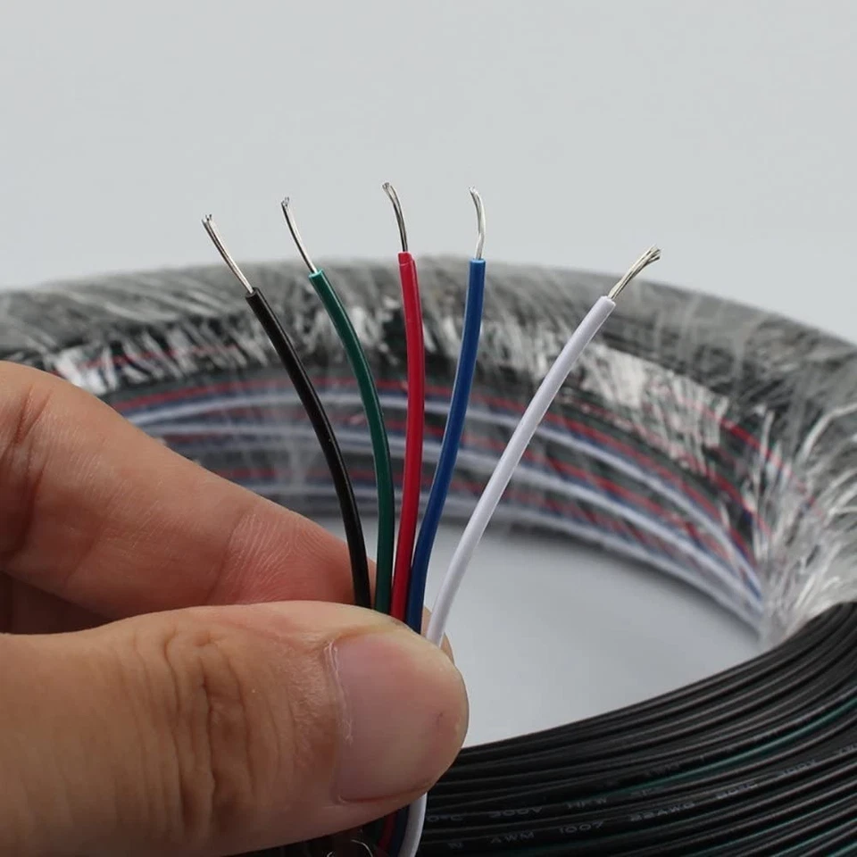 5Pin 5-100M 5050 3528 5630 LED RGBW/RGBWW Strip Extension Connector Cable Wire - Image 2 of 4