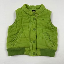 Baby Gap Quilted Corduroy Vest Toddler 4T Green Puffer Snap Front Pockets