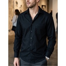 Van Heusen Black Long-Sleeve Dress Shirt