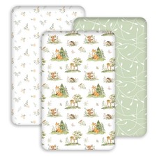 3 PCS Bedside Bassinet Sheets Girl Boy 33 x 20 Inch Rectangle Infant Bedding