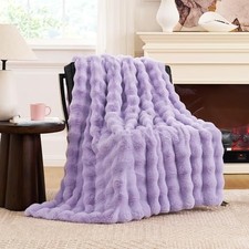 Lavender Purple Faux Fur Throw Blanket - 50"x60" - Soft  Fuzzy
