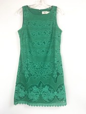 Eliza J Lace Sheath Dress Womens 8 Kelly Green Sleeveless Career Cocktail Weding