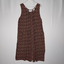 Erika Jumper Dress Medium Sleeveless Button Front Ditsy Floral Pockets Farmhouse