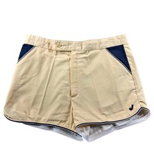 Jantzen Swim Trunks Mens 34 Yellow Vintage 70s 80s Terry Cloth Trim Short Shorts
