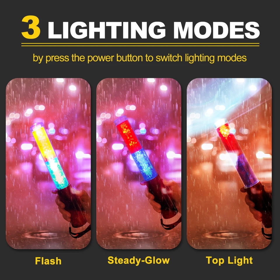 Pour 4 Pack Bâton Lumineux Signalisation 11 Pouces LED Rouge Bleu - Photo 4/4