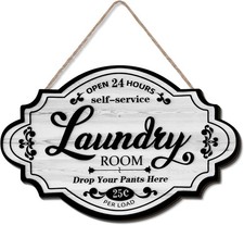 Vintage Wood Laundry Room Decor Hanging Wall Sign Door Sign Farmhouse Rustic Wal