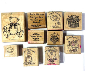 Stampin up Wooden Rubber Stamps Mixed Themes & Sayings Set of 10 Destash Crafts