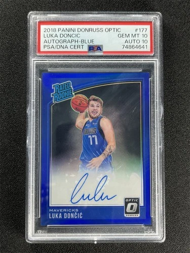 2018-19 Donruss Optic Luka Doncic #177 Blue Rated RC Auto /49 PSA 10/10 POP 3