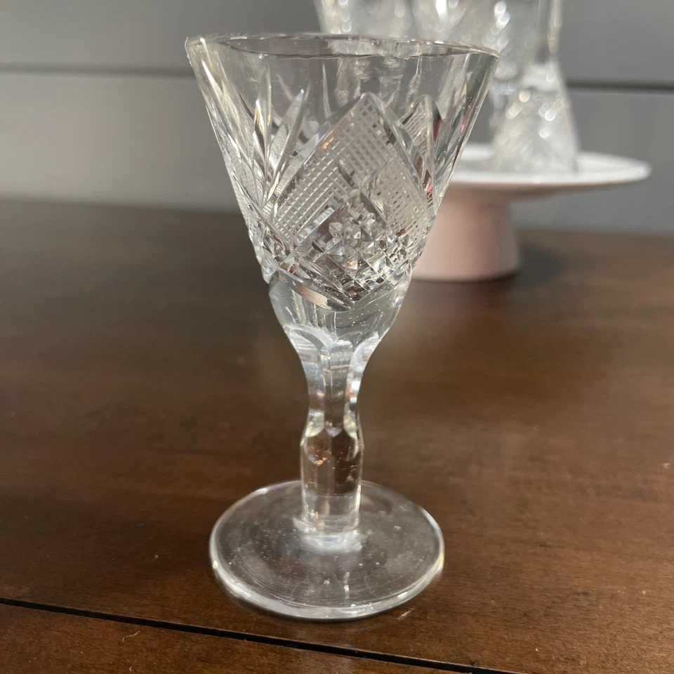 CONJUNTO DE 6 ÓCULOS CORDIAIS DIAMANTE E STARBURST VIDRO CRISTAL Henryk Szlufinernia  - Imagem 3 de 4