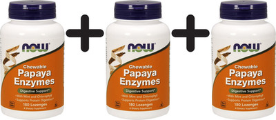 3 x NOW Foods Papaya Enzyme, Chewable - 180 lozenges (86,08 EUR/kg)
