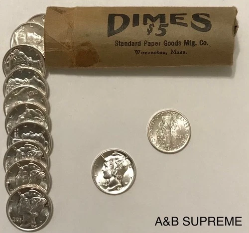 (1) Mercury Dime From OBW Roll Estate Hoard CHOICE-GEM Bu Unc 90% Silver