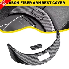 For Benz C-Class 2015-2021 ABS Carbon Fiber Console Armrest Button Trim Decor 2X