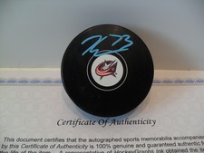 Jet Greaves Autographed Signed Columbus Blue Jackets Puck COA Nice Blue Pen