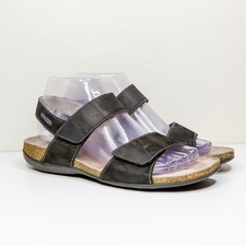 MEPHISTO Black Leather Adjustable Strap Cork Slingback Sandals Womens EU 38 US 8
