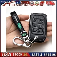 Leather Key Fob Case Cover Bag Metal Keychain for Land Ro-ver Black Style B