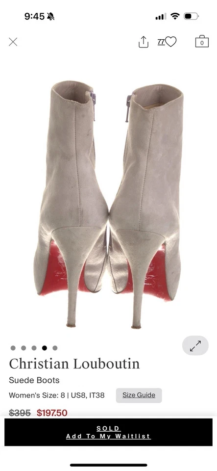 Botines Christian Louboutin Gamuza Taupe Talla 38 Excelente Estado Foto 4 de 4