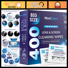 Pre-Moistened Lens Wipes - 400 Individually Wrapped Glasses  Screen Cleaners