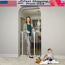 36 in Tall Walk Thru Baby Safety Gate Adjustable Baby Security Door Dog Door US