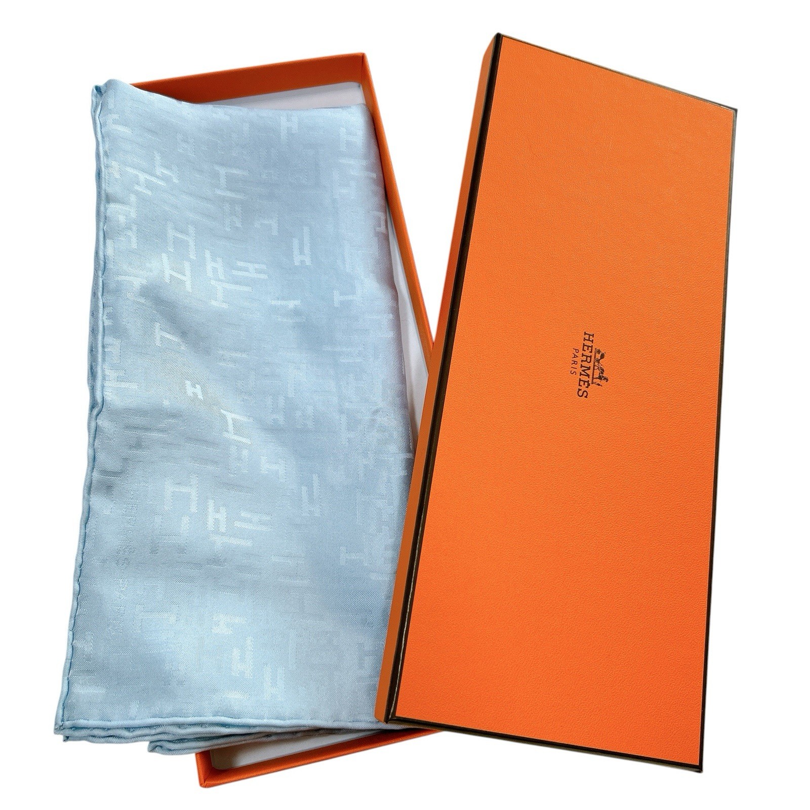 VTG HERMES Carre 45 Silk Scarf Pocket Square H Logo w/Box 17