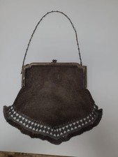 Vintage German Silver Mesh Chain Link Mail Purse Clutch Bag Hinged Frame