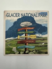 VTG Glacier National Park Going To Sun Ceramic Art Tile Trivet Coaster 4x4 EUC