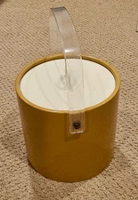 Vintage Shelton Ware Ice Bucket Gold Barware Lucite Lid Mid Century MCM Retro