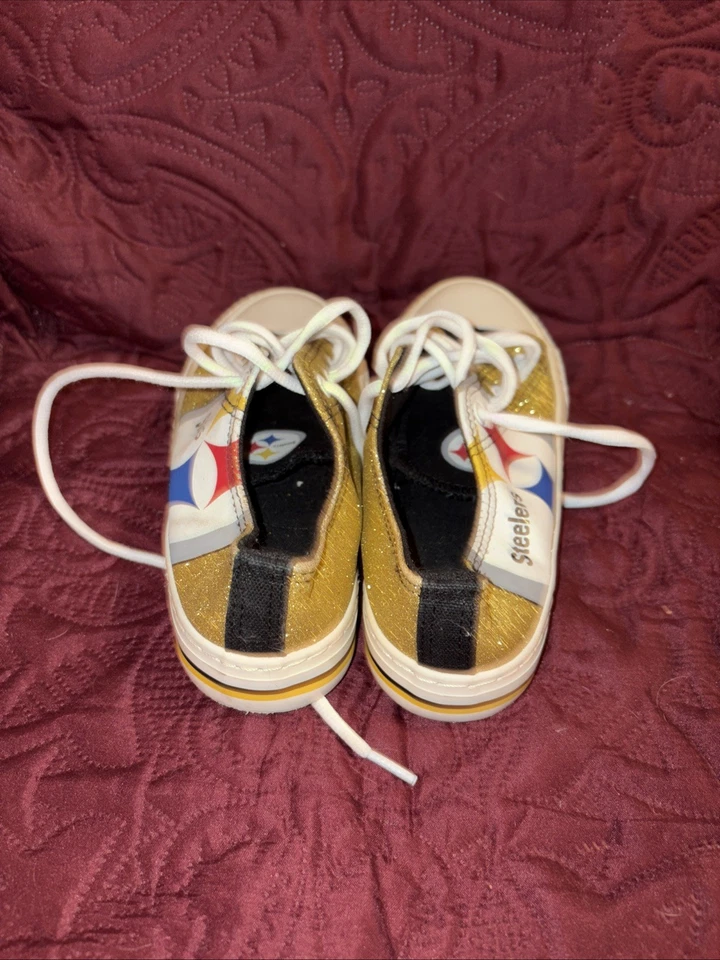 Pittsburgh Steelers Zapatos Para Mujer Talla 6 NFL Fútbol Brillo Fan FOCO Parte Superior Baja Foto 2 de 4