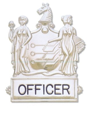 BLACKINTON OBSOLETE NEW JERSEY HAT BADGE 2-3/4'' TALL NICKLE SCREW BACK RETAIL$99