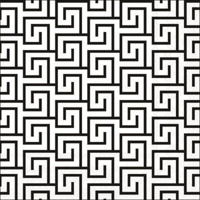 20 Servietten Greek Key white/black Labyrinth Muster schwarz weiß Deko 33x33cm